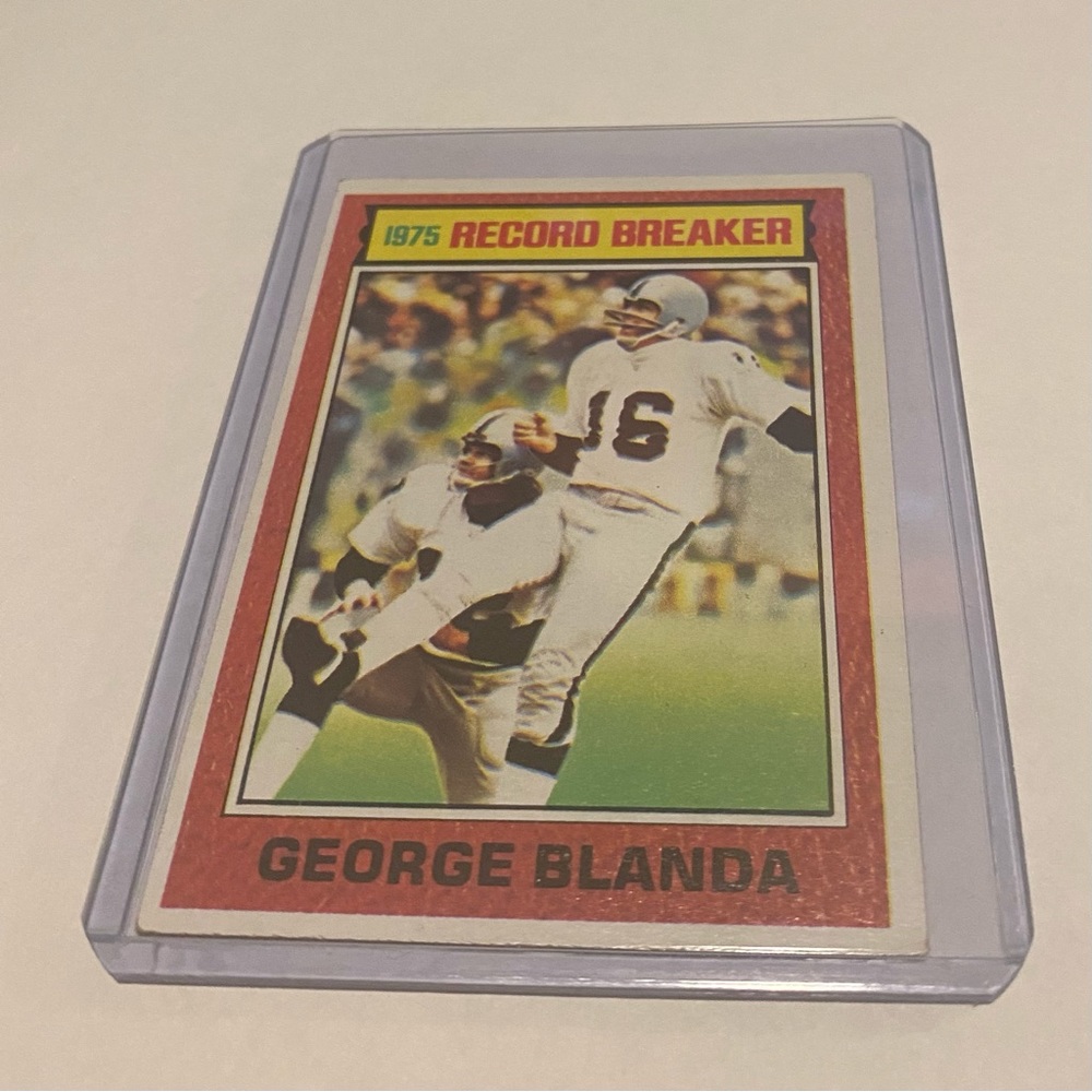 George Blanda 1976 Topps Football Card #1 Vintage Collectible Record Breaker
